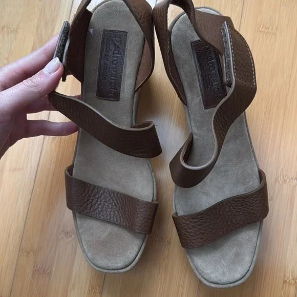Pedro Garcia heeled wedge sandal platform in luxe brown leather - Picture 2 of 8